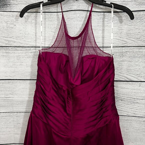 Belsoie Fuchsia Sleeveless Mesh Yoke Gown, Size 16 - Picture 6 of 6